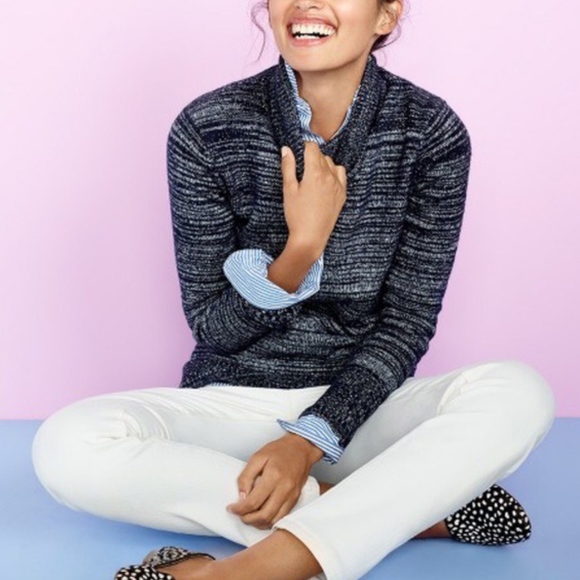 SOLD*J. Crew • Blue Marled Knit Turtleneck Sweater - Picture 1 of 8
